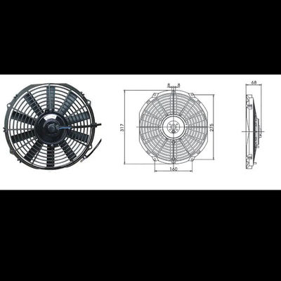 Universal 12 Inch Straight Blade Cooling Fan for Mazda Vehicles' Radiator in Black Plastic